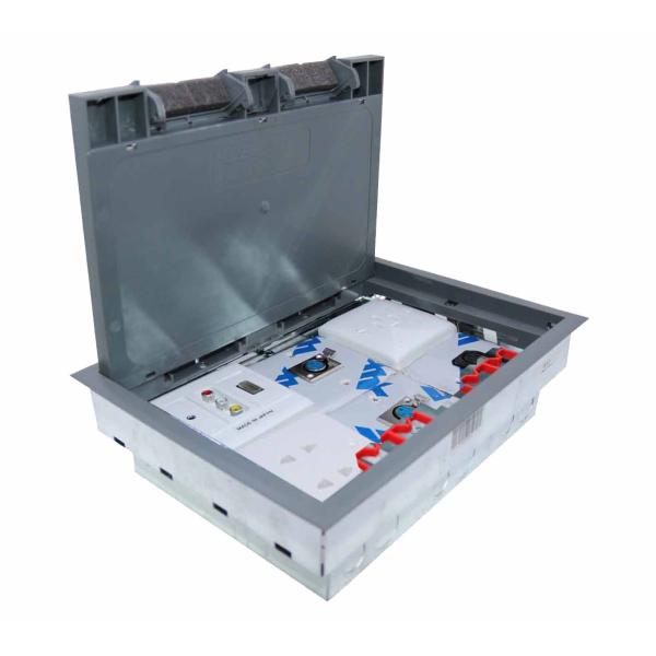 3Compartment Floor Box 30X20.5cm علبة فارغة مقاس 30X20.5سم لتوصيل اية منافذ للصوت او الصورة اوالكهرباء مناسبة لجوامع والمساجد والمدارس